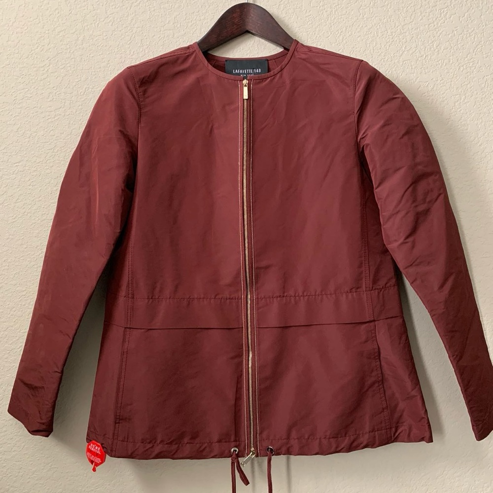 NWT Lafayette 148 New York burgundy light zip jacket size XS - Picture 1 of 5